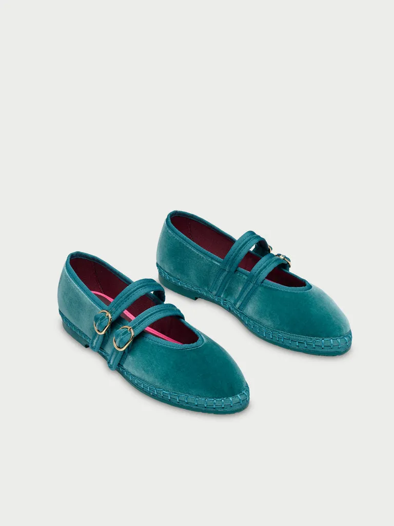 Flagelus Lady Claire Green pantofi mary jane catifea verde