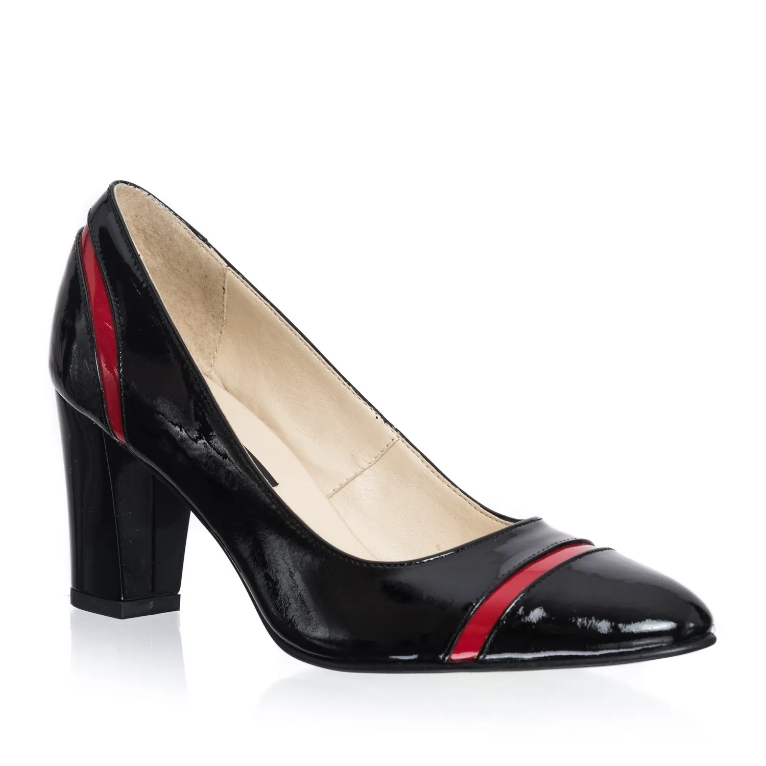 Catinca Shoes 2693 NLRL pantofi damă piele negru-roșu