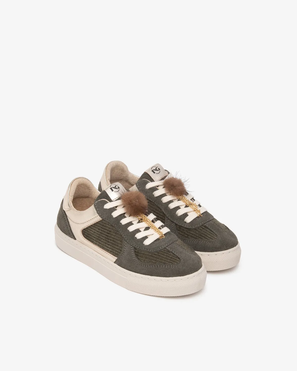 Sneakers fete NeroGiardini piele intoarsa cu pompon