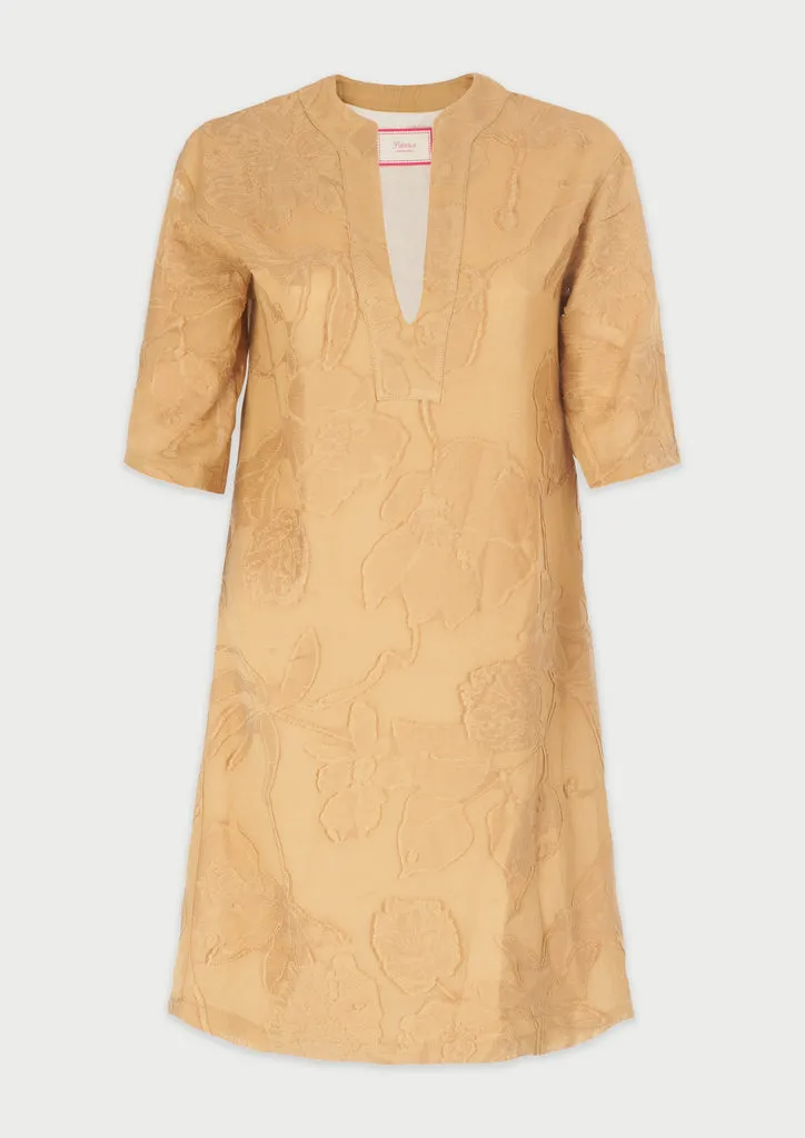 Flagelus Shan Yu Camel caftan scurt poliester