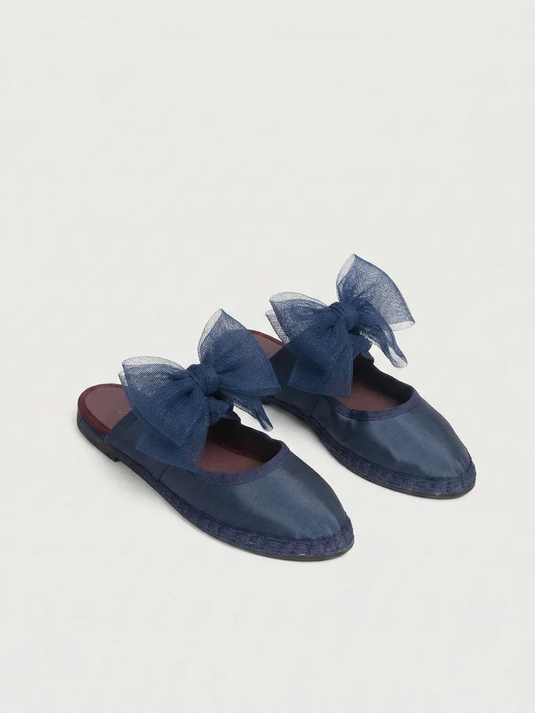 Flagelus Cinna Navy pantofi matase bleumarin