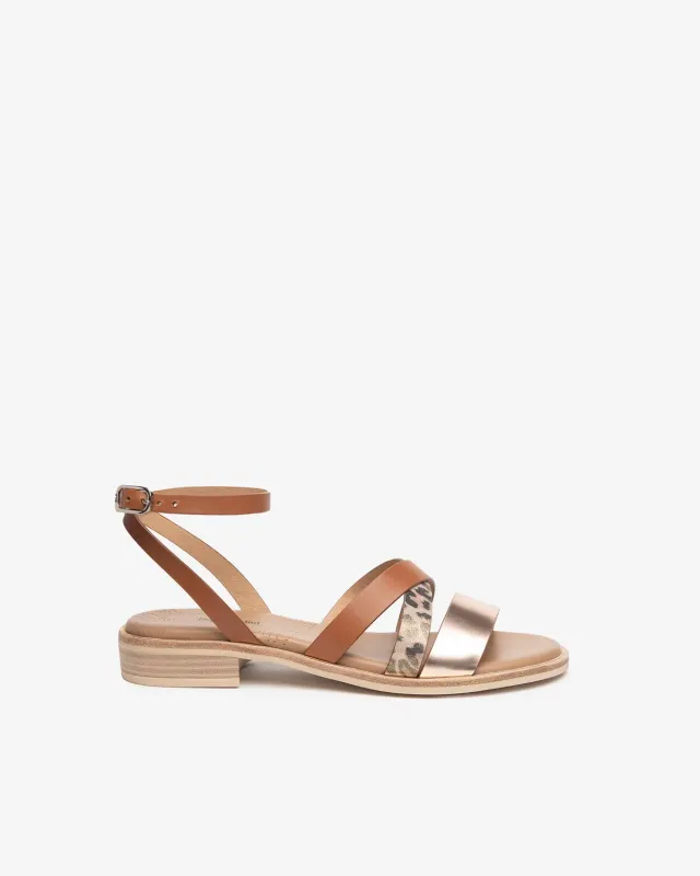 NeroGiardini Sandale piele damă toc mic animal print