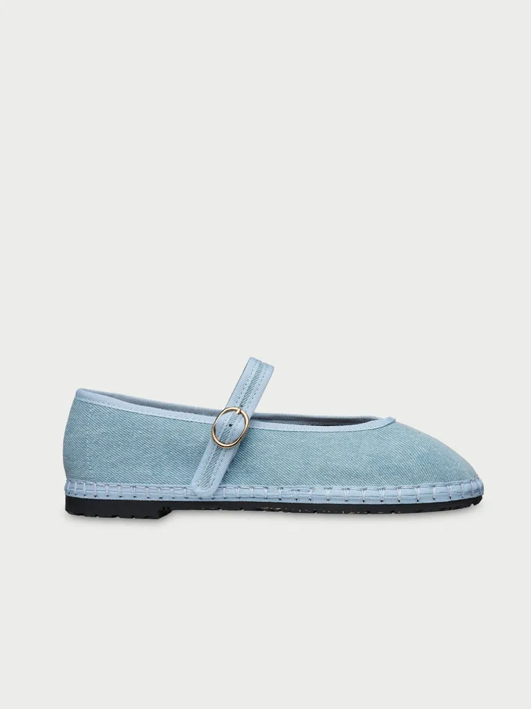 Flagelus Pierre Light Denim Blue balerini denim albastru deschis
