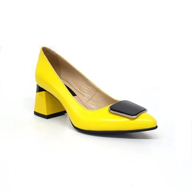 Catinca Shoes A29 GN pantofi dama piele galben negru