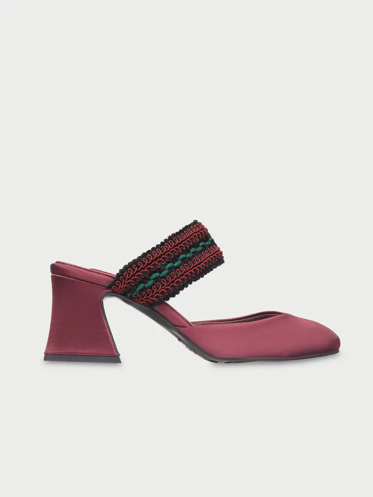 Flagelus Foxtrot Burgundy pantofi satin toc 6 cm