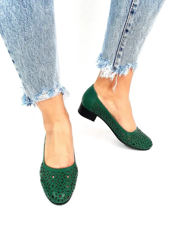 Catinca Shoes T10 V pantofi dama perforati verde