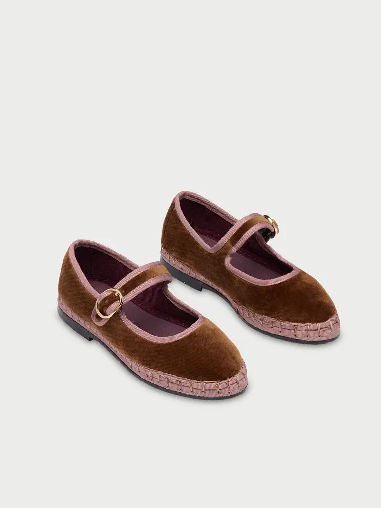 Flagelus Balthasar Kids pantofi copii maro catifea