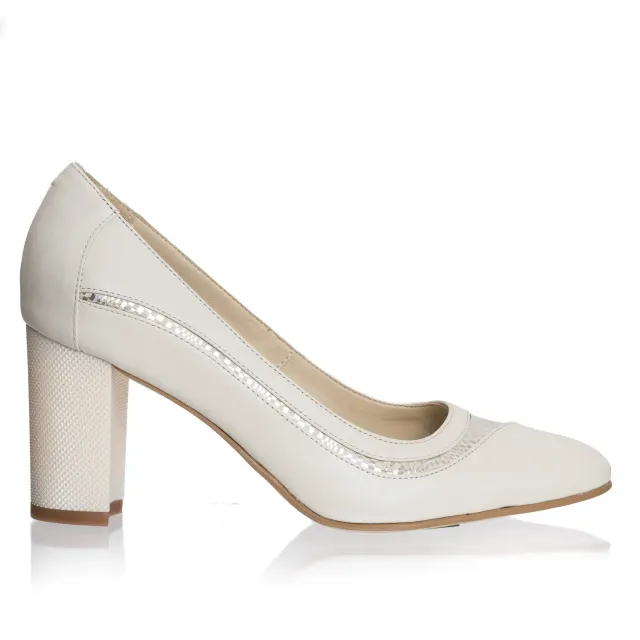 Catinca Shoes 163 BP pantofi piele bej cu puncte