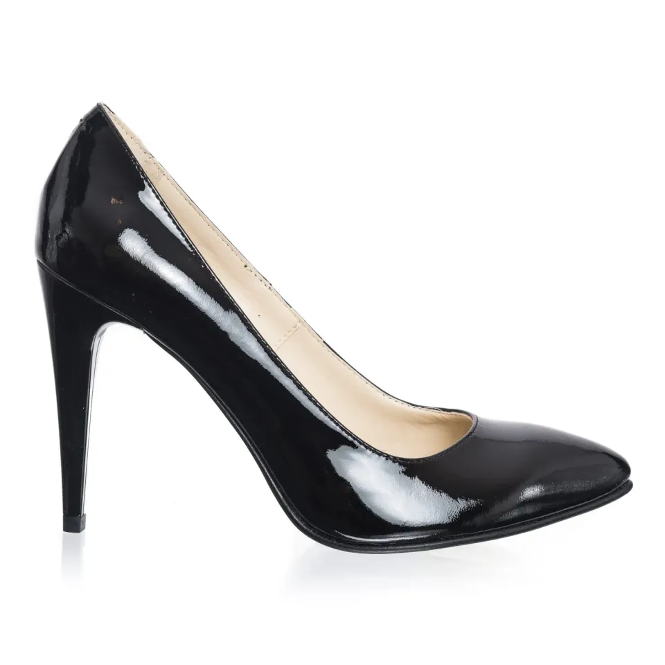 Pantofi stiletto Catinca Shoes 2691 NL negri lac piele