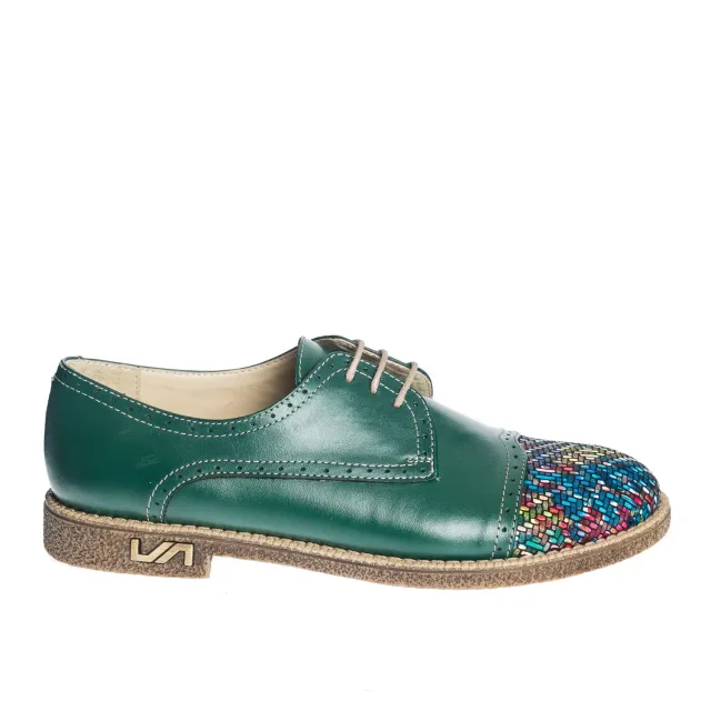 Pantofi dama piele naturala Catinca Shoes G11 verde mozaic