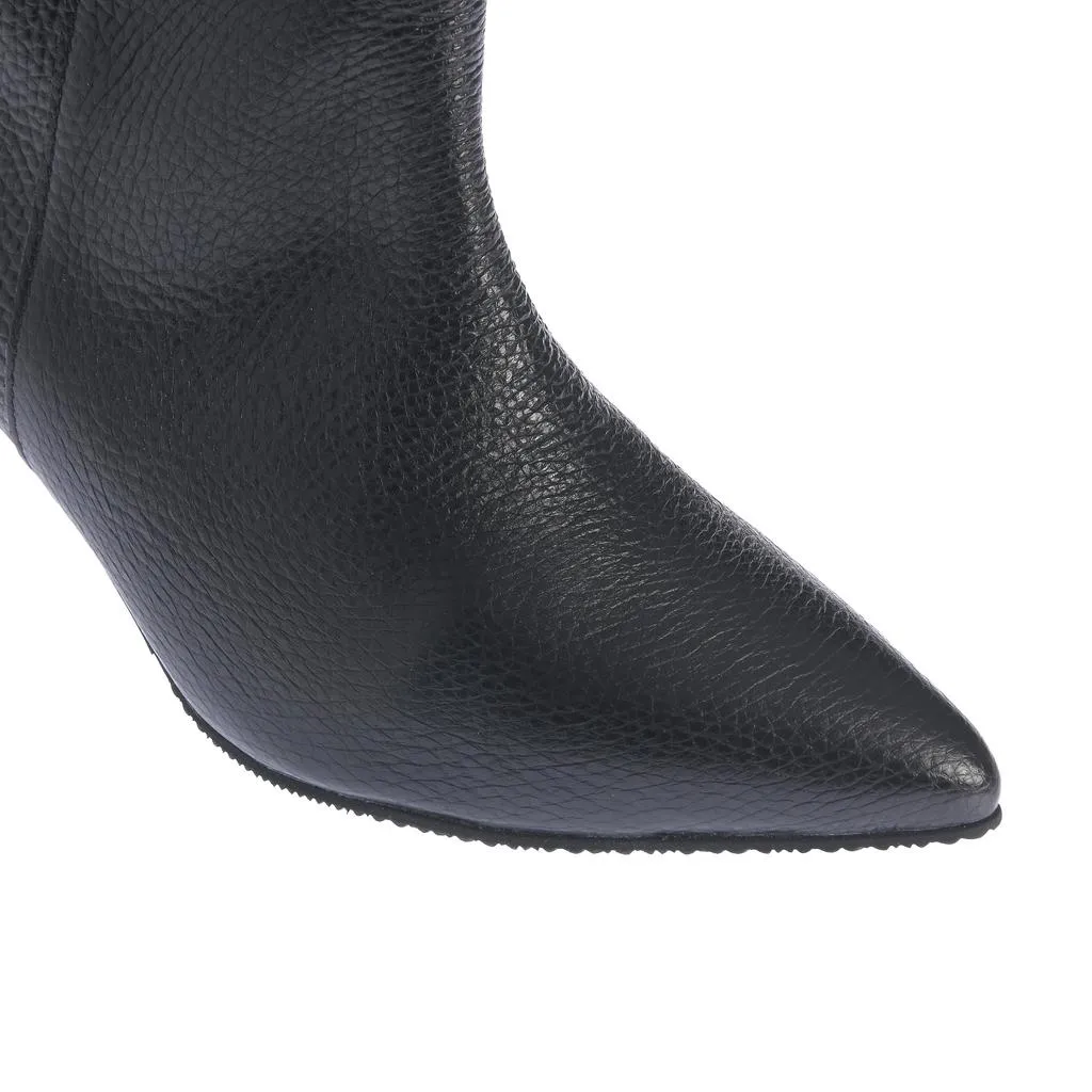 Ana Urbana Shoes Amelia cizme negre piele toc mic