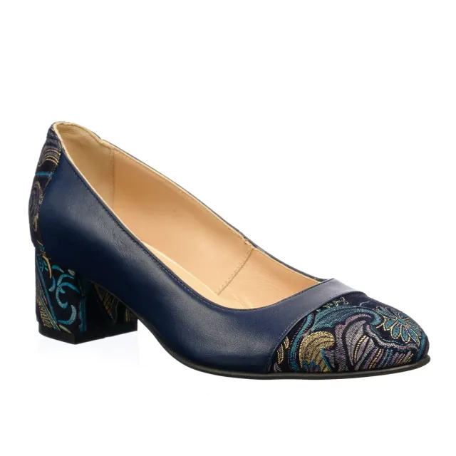 Catinca Shoes A8 BLS pantofi dama bleumarin cu sal piele