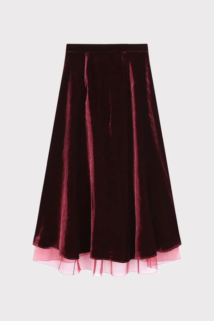 Flagelus Wicked Wave Wine fusta midi visinie matase