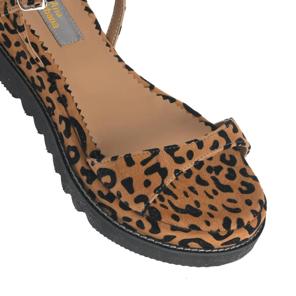 Ana Urbana Shoes Kansas sandale bej imprimeu leopard