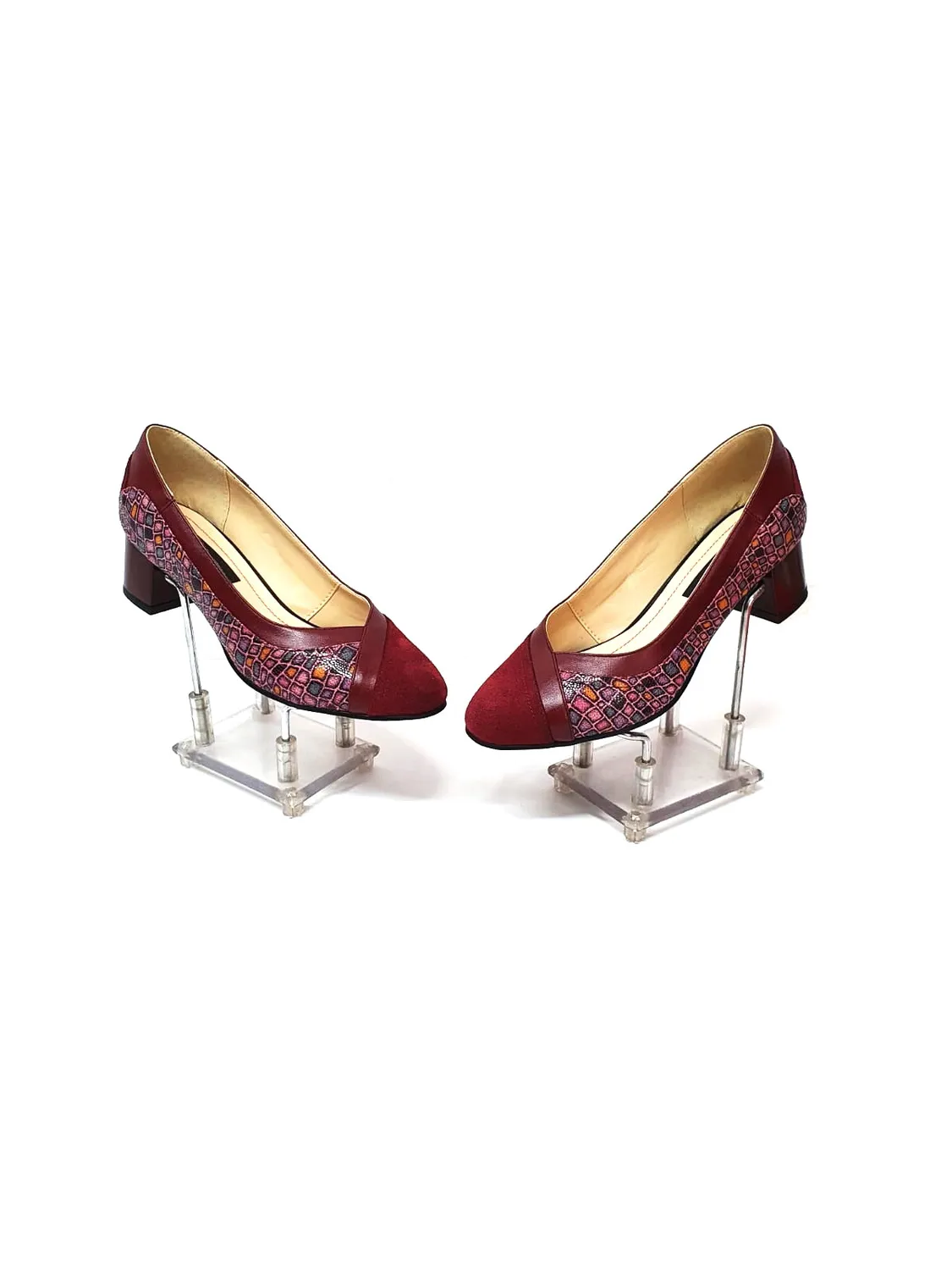 Catinca Shoes 208 BAPB pantofi damă bordo antilopă pietre piele