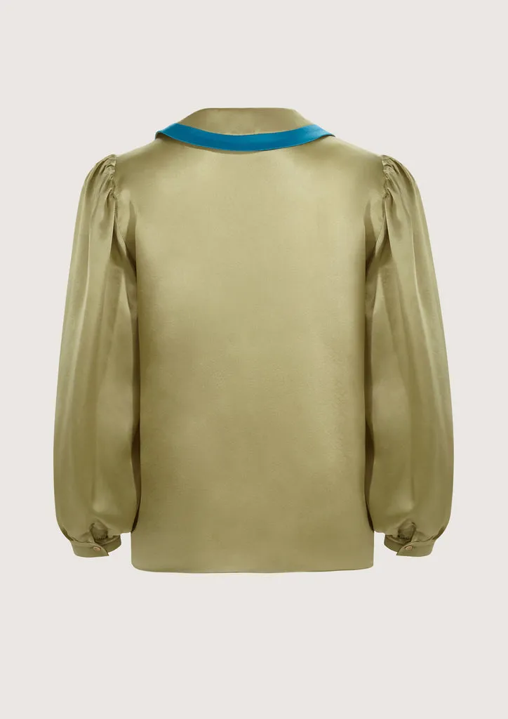 Flagelus Baseball Olive Green bluza dama matase verde masliniu