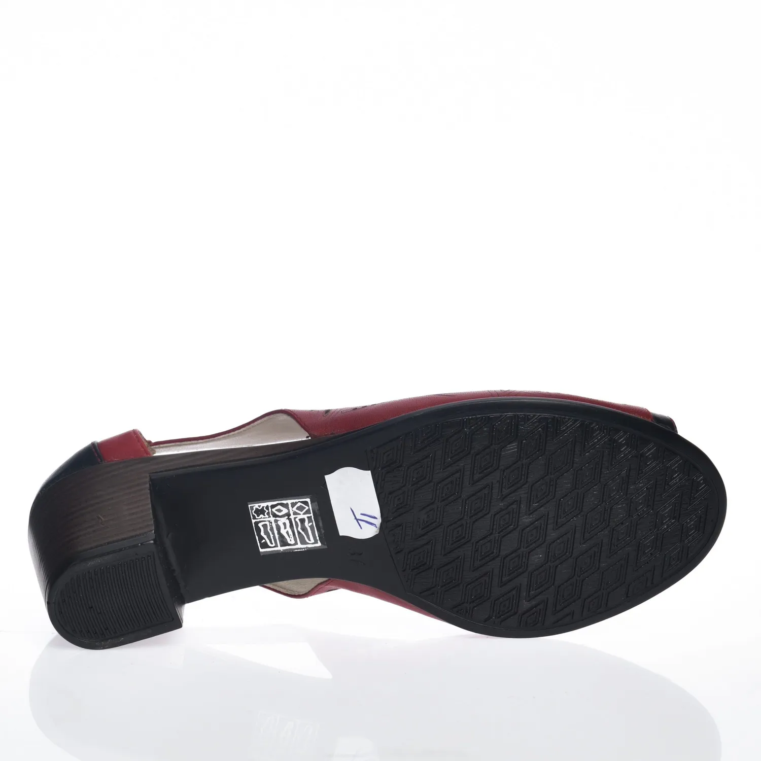 Catinca Shoes Rosu Negru T1 RN sandale dama piele naturala