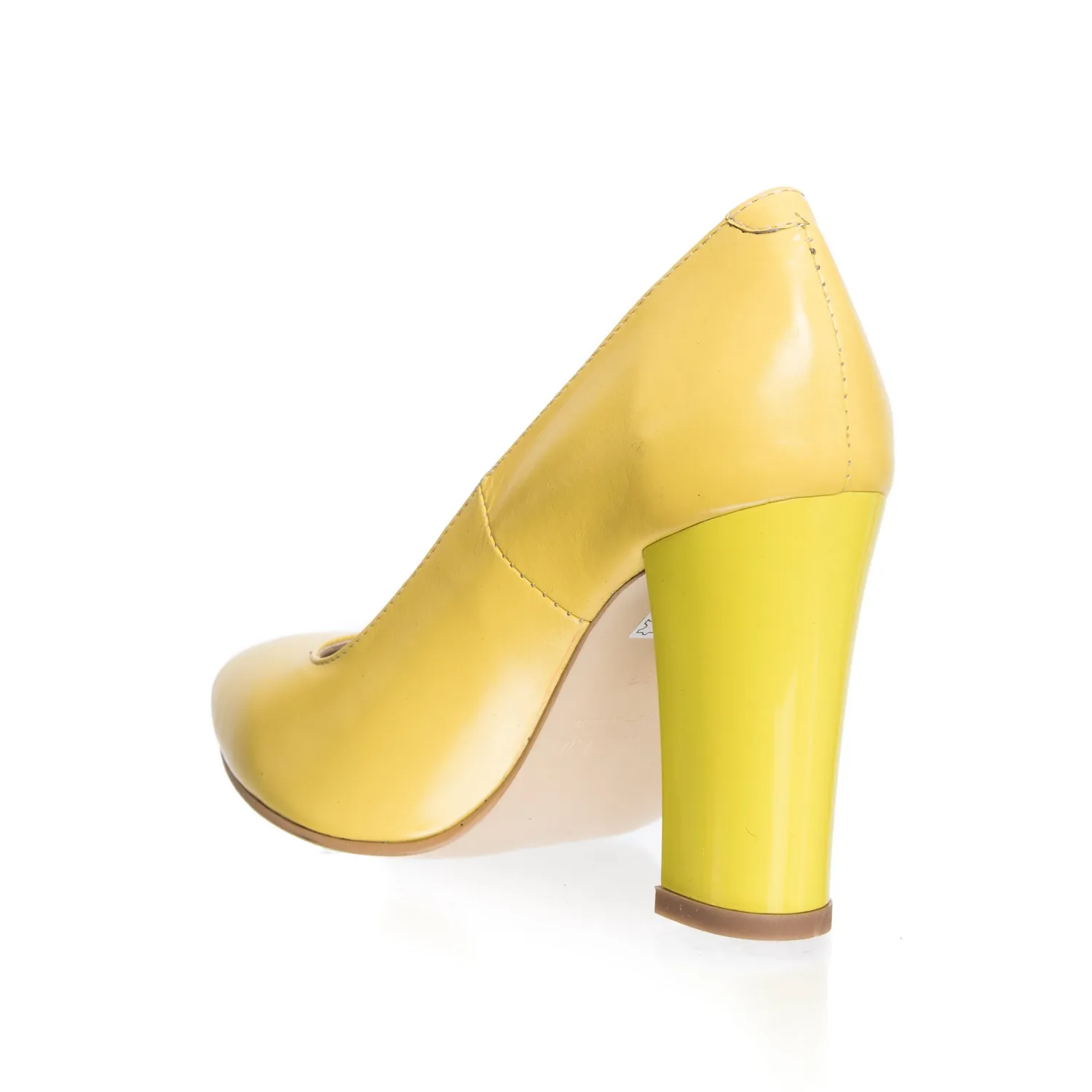 Catinca Shoes 2691 GTP pantofi piele galben toc patrat