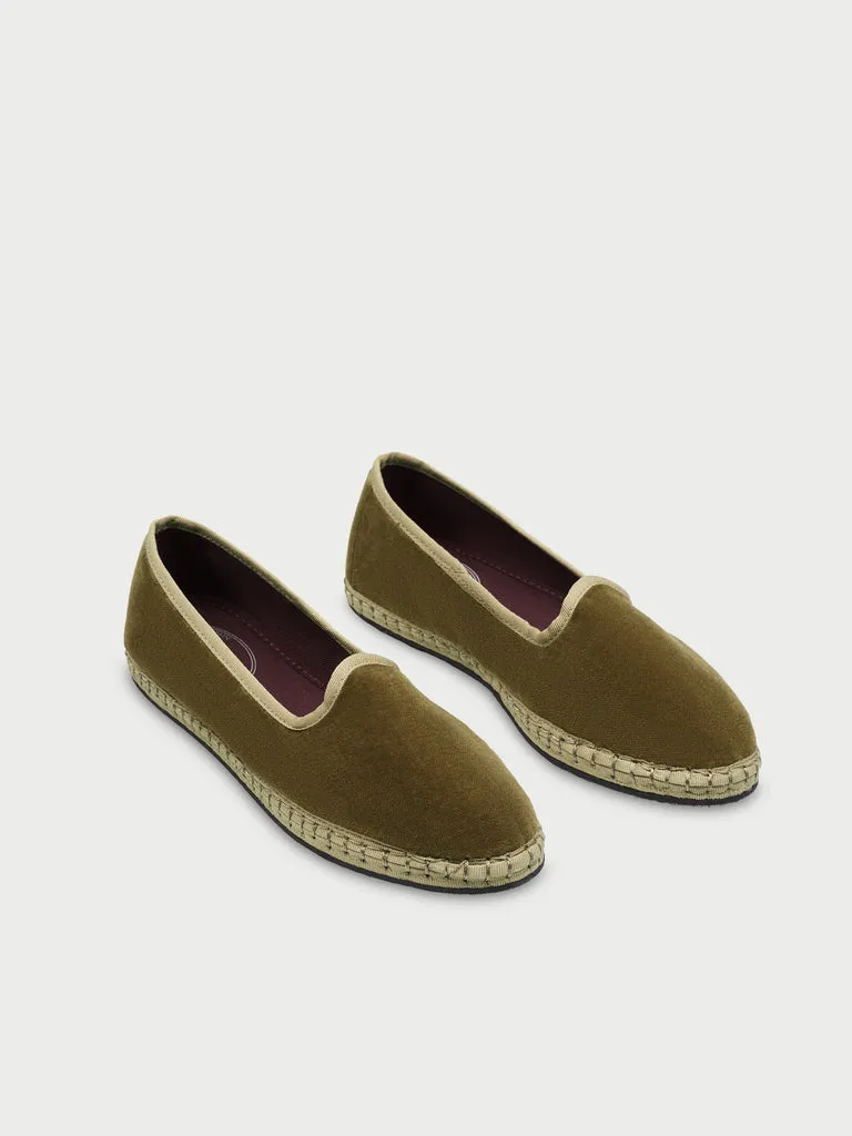 Flagelus Lola slippers verde masliniu catifea
