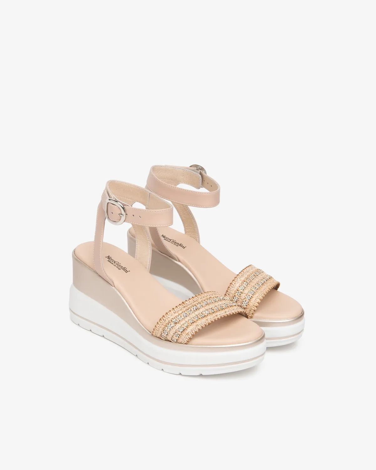 NeroGiardini sandale piele dama de vara cu textil