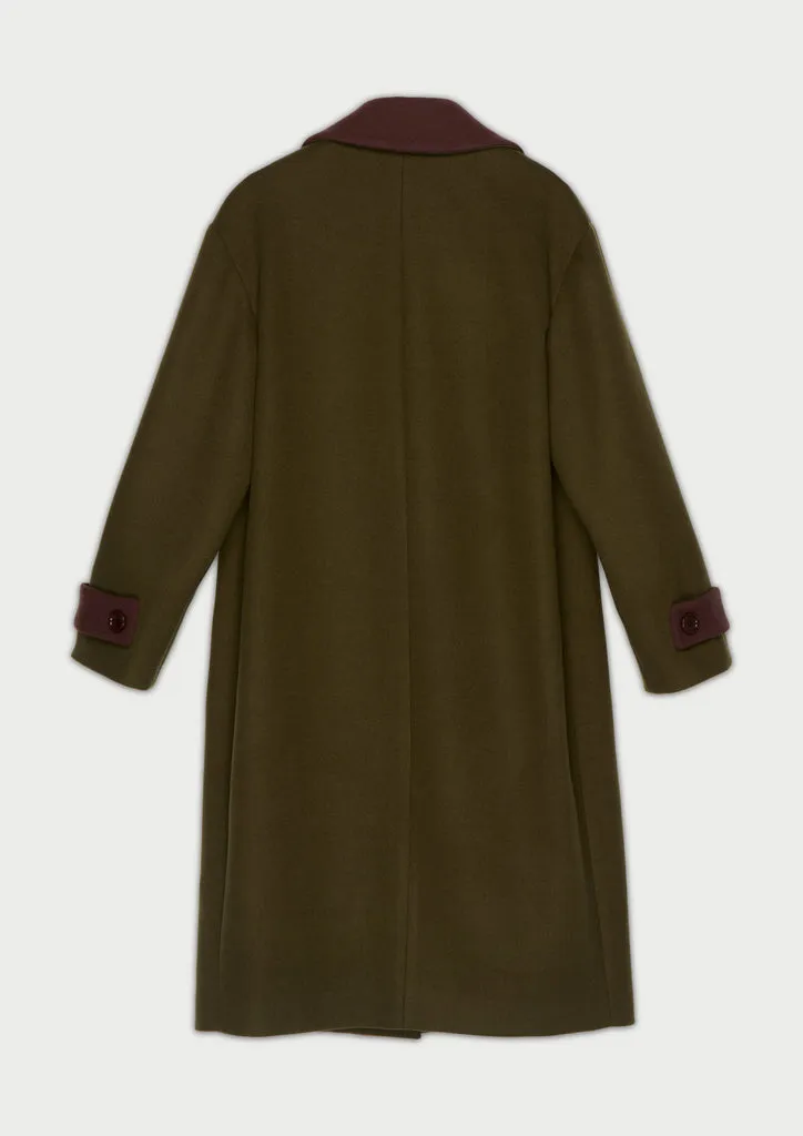 Flagelus Duchess palton verde lung din stofa