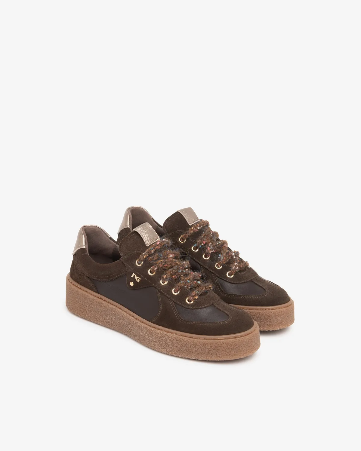NeroGiardini sneakers piele si velur dama platforma