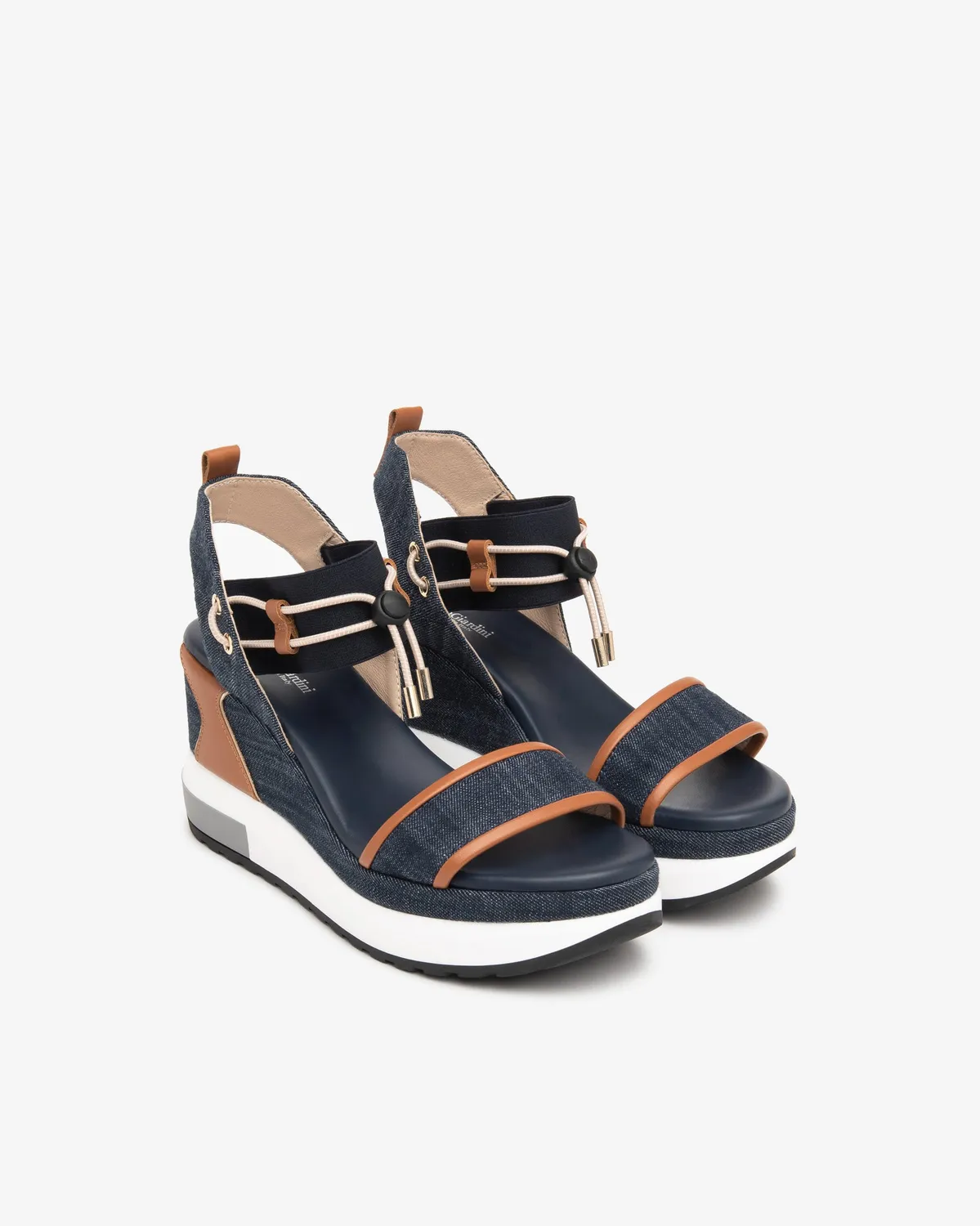 NeroGiardini sandale dama piele denim platforma 8 cm