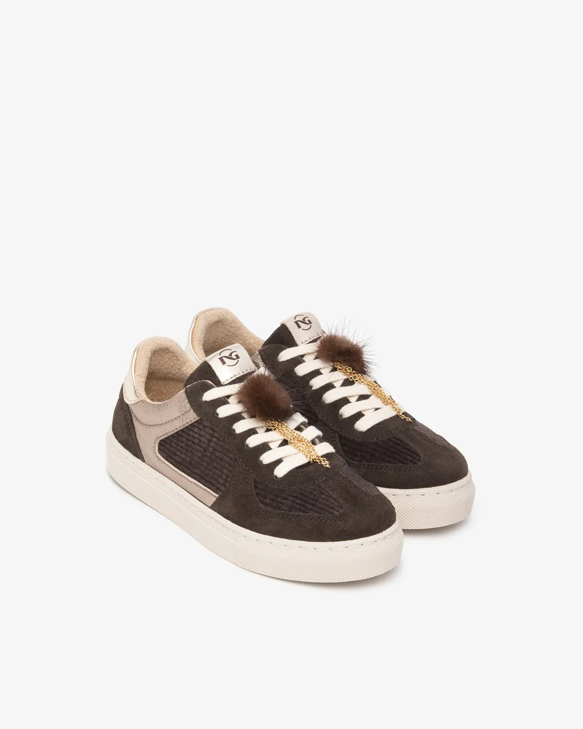 NeroGiardini sneakers fete piele intoarsa cu pompon 30-39