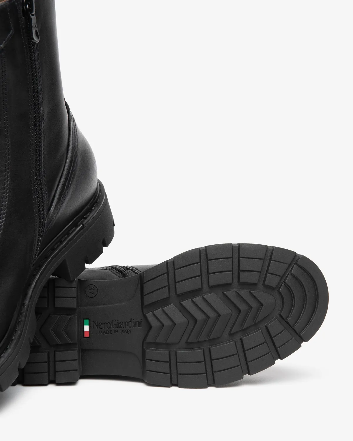 NeroGiardini ghete combat piele damă toc 30mm