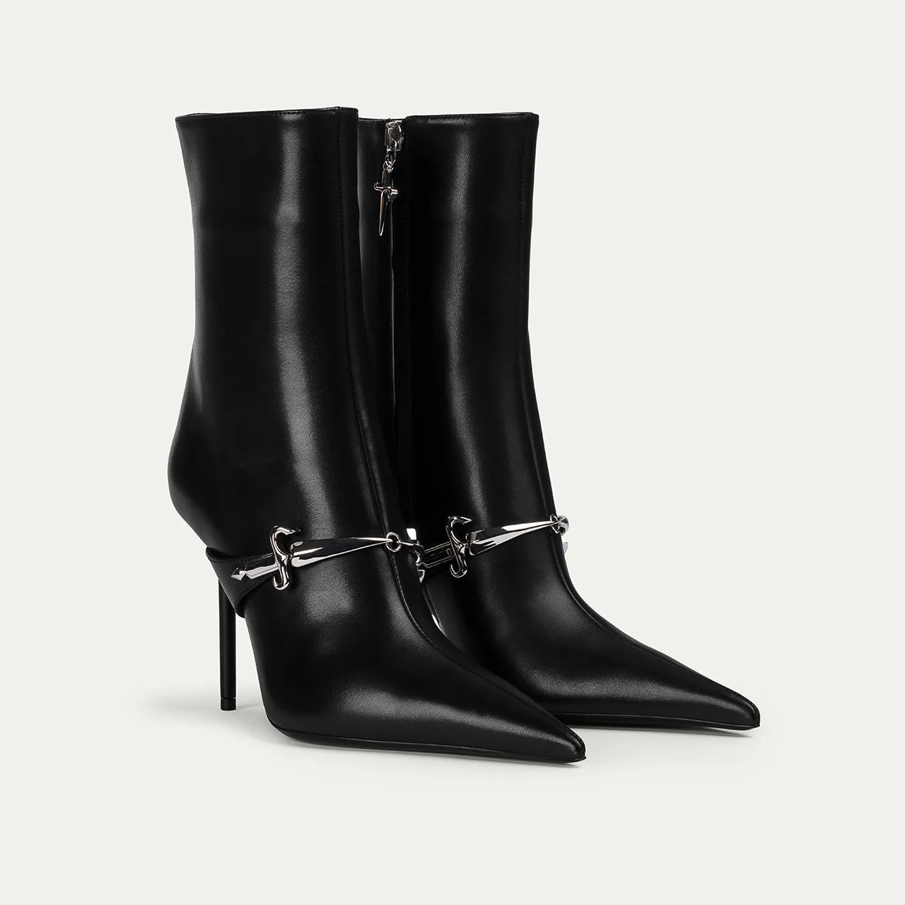 Botine Cesare Paciotti Era dama negre piele cu toc
