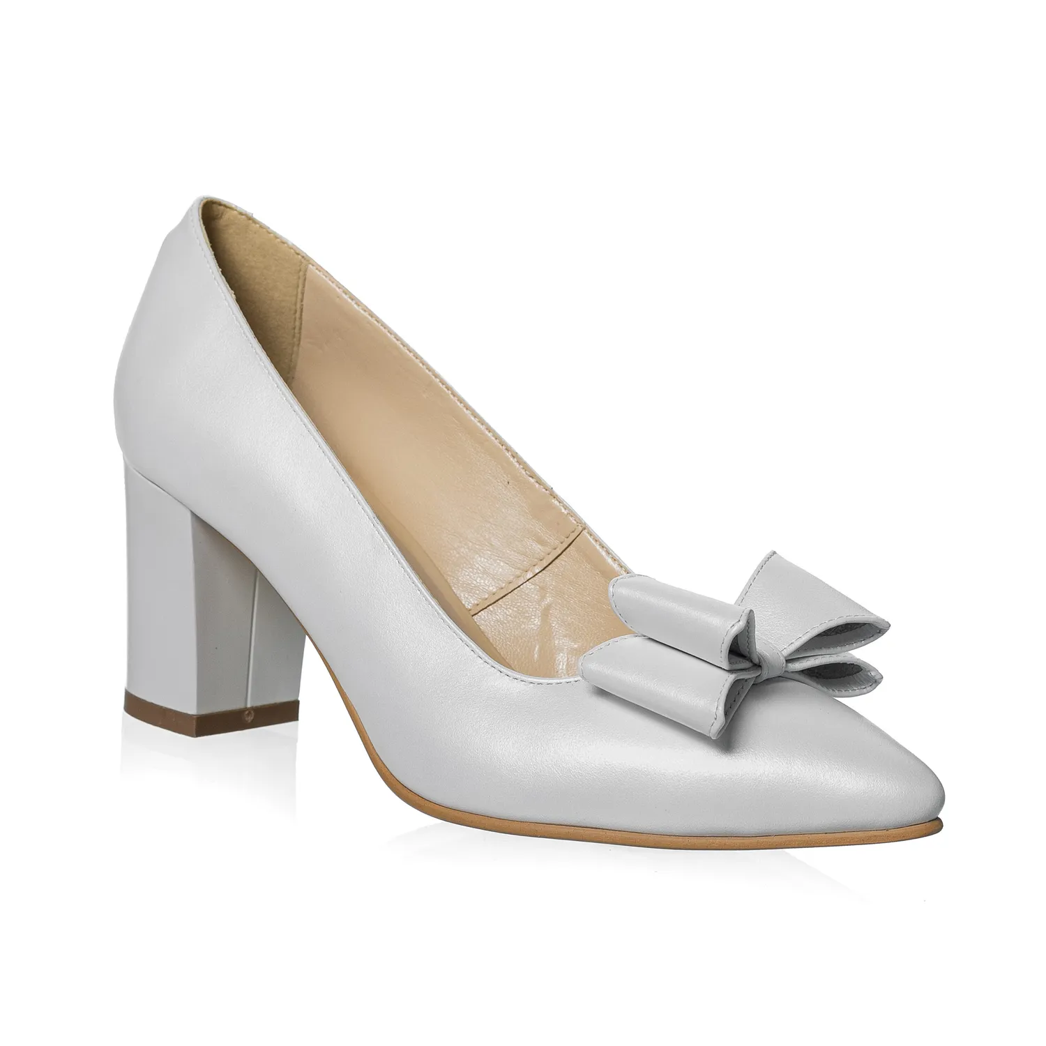 Catinca Shoes A20 A-S pantofi dama alb sidef funda piele