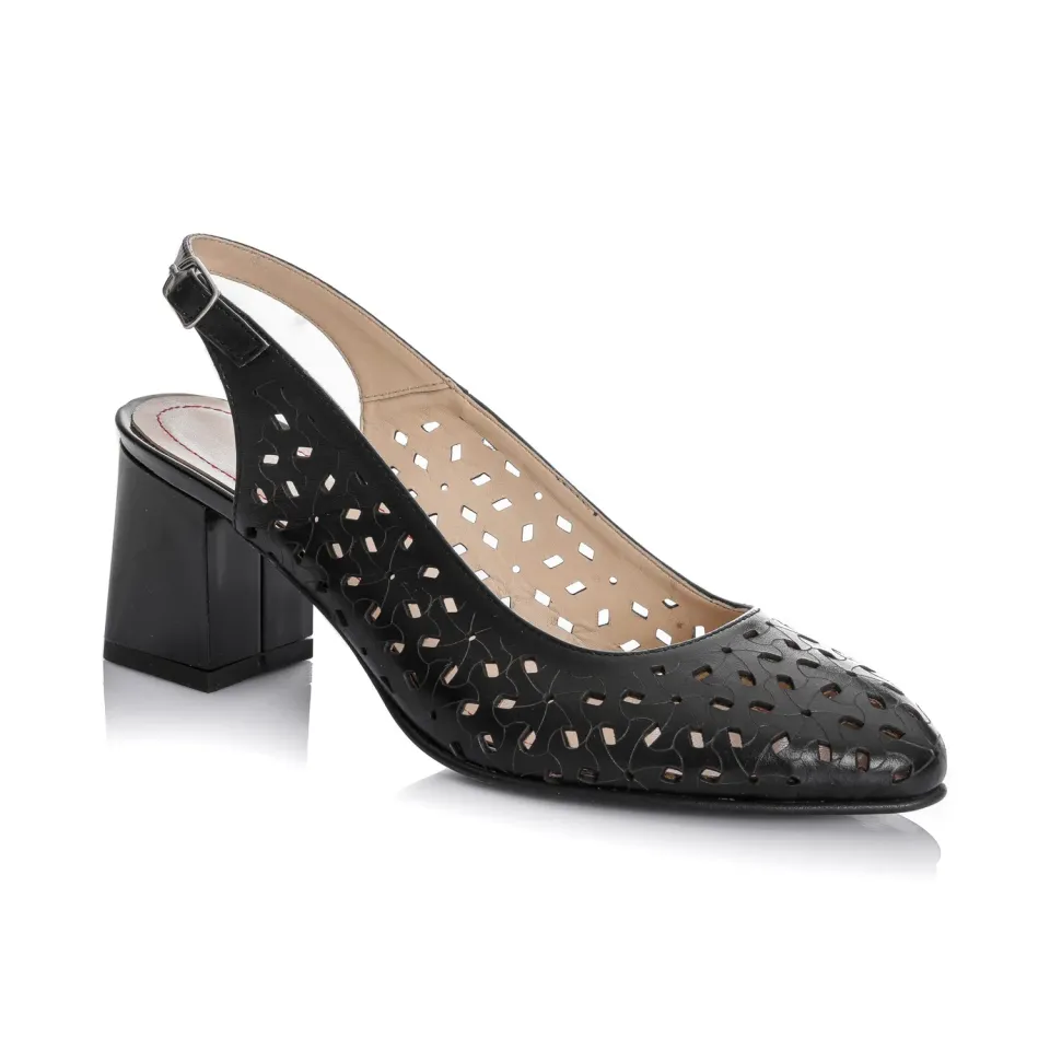Catinca Shoes L728 NBP sandale dama piele naturala negru perforat