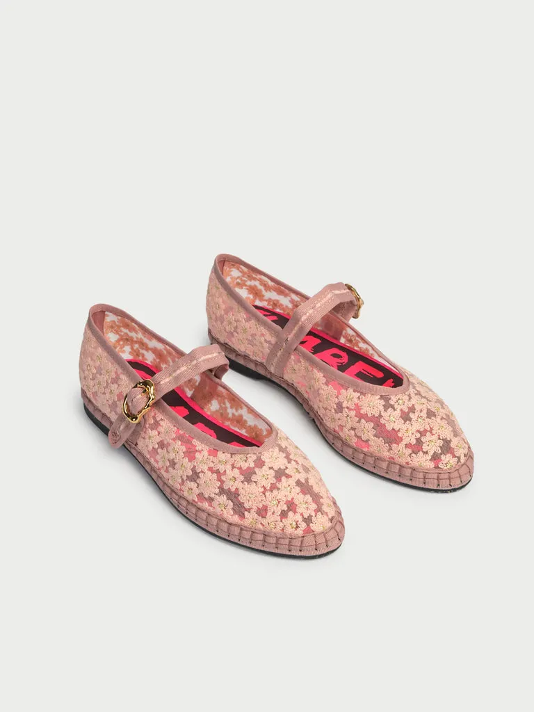 Flagelus Pierre Marguerite Pink balerini roz floral din plasa