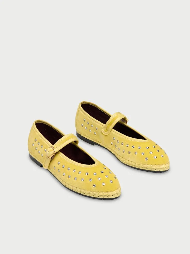 Flagelus Mae Cristal Yellow balerini velur galben