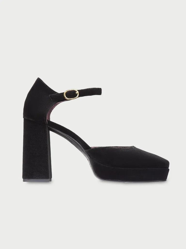 Flagelus Flamenco Heels pantofi toc negru catifea 9 cm