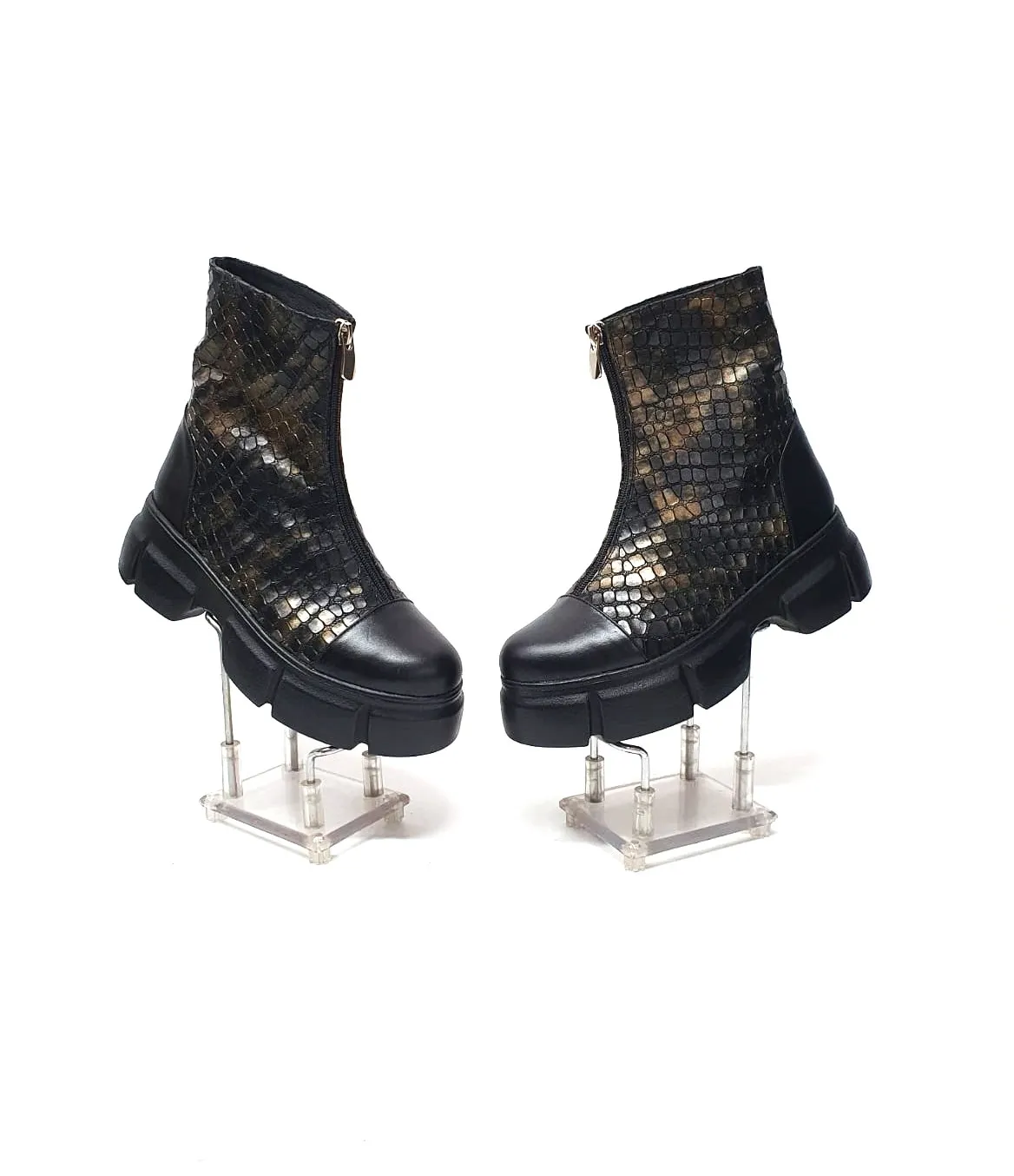 Catinca Shoes BC25 SM bocanci dama piele maro sarpe