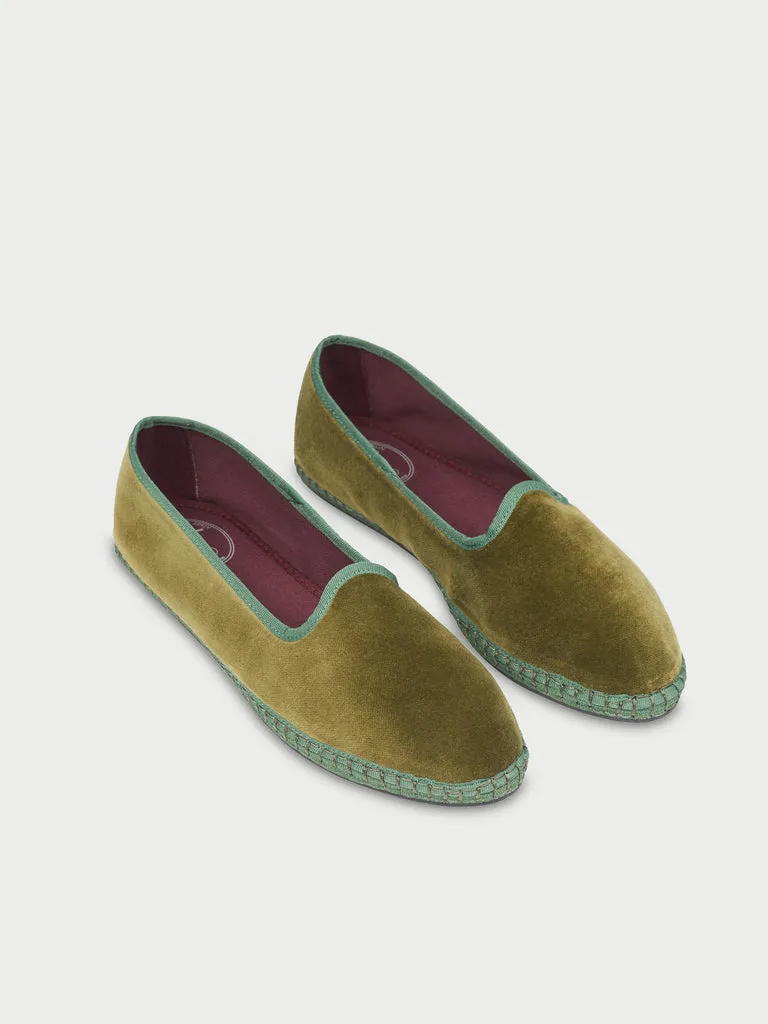 Flagelus Sherlock slippers catifea verde masliniu