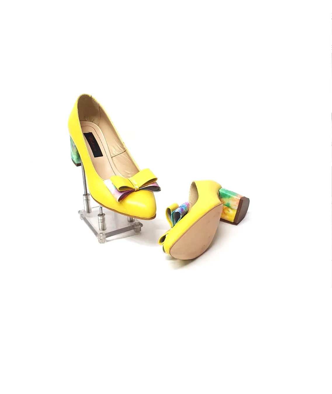 Catinca Shoes A12 GF pantofi dama galben piele naturala