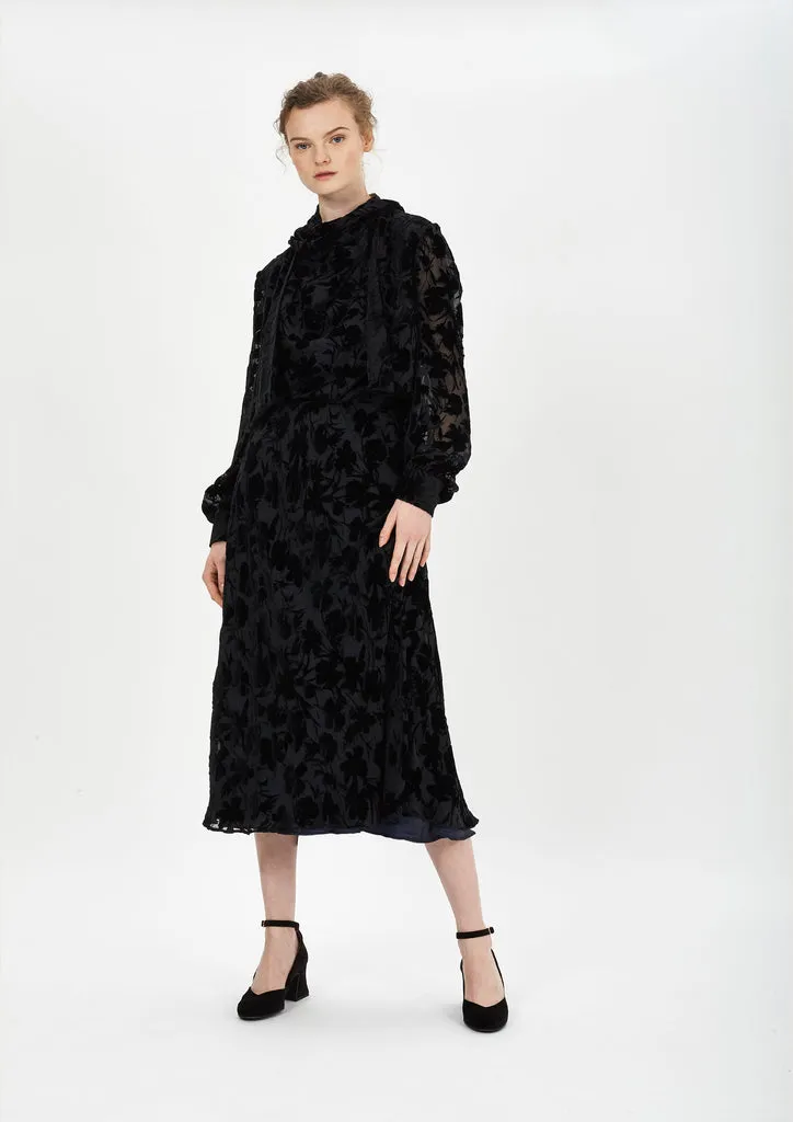 Flagelus Ginevra fusta midi neagra catifea