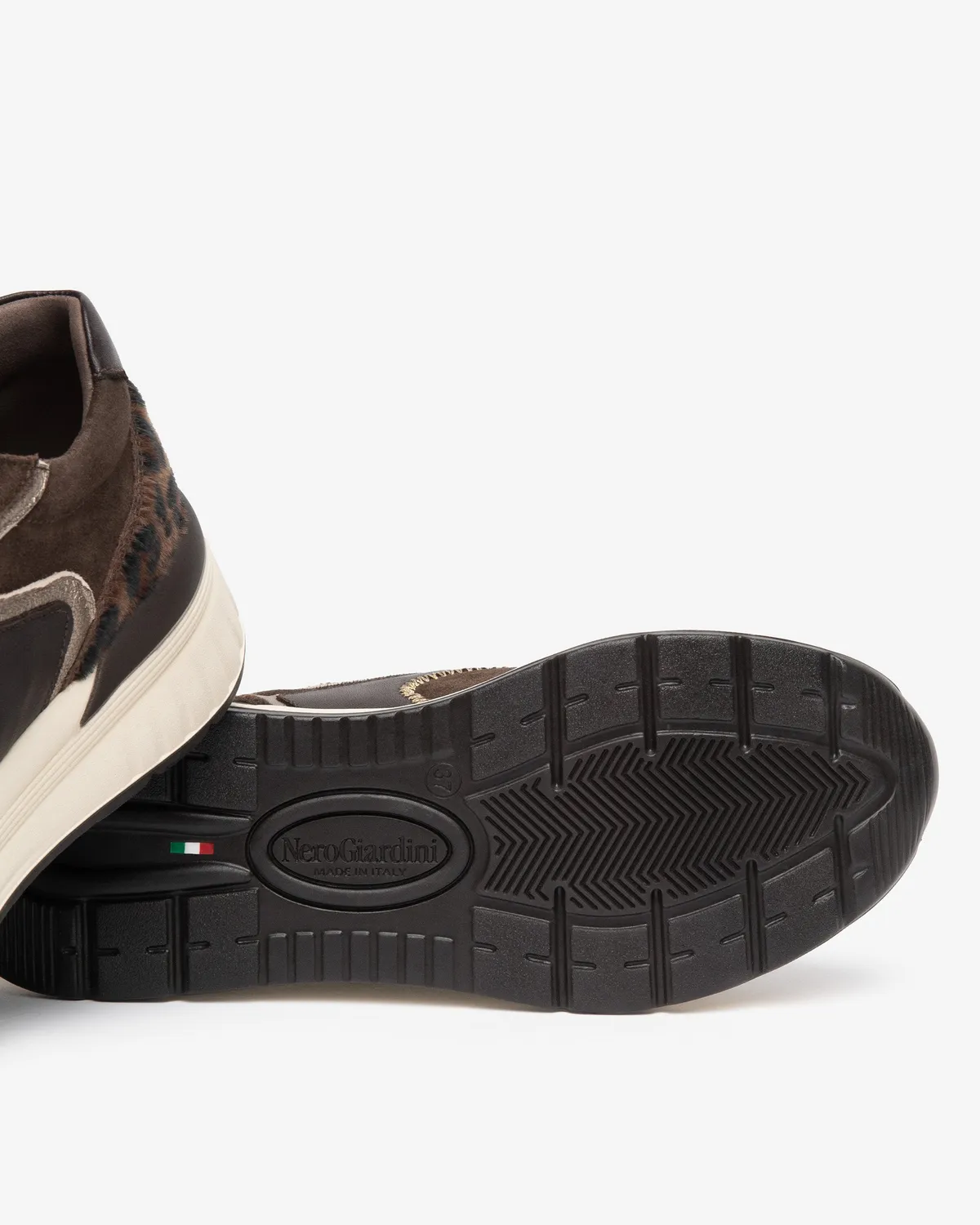 NeroGiardini sneakers damă piele întoarsă talpă înaltă