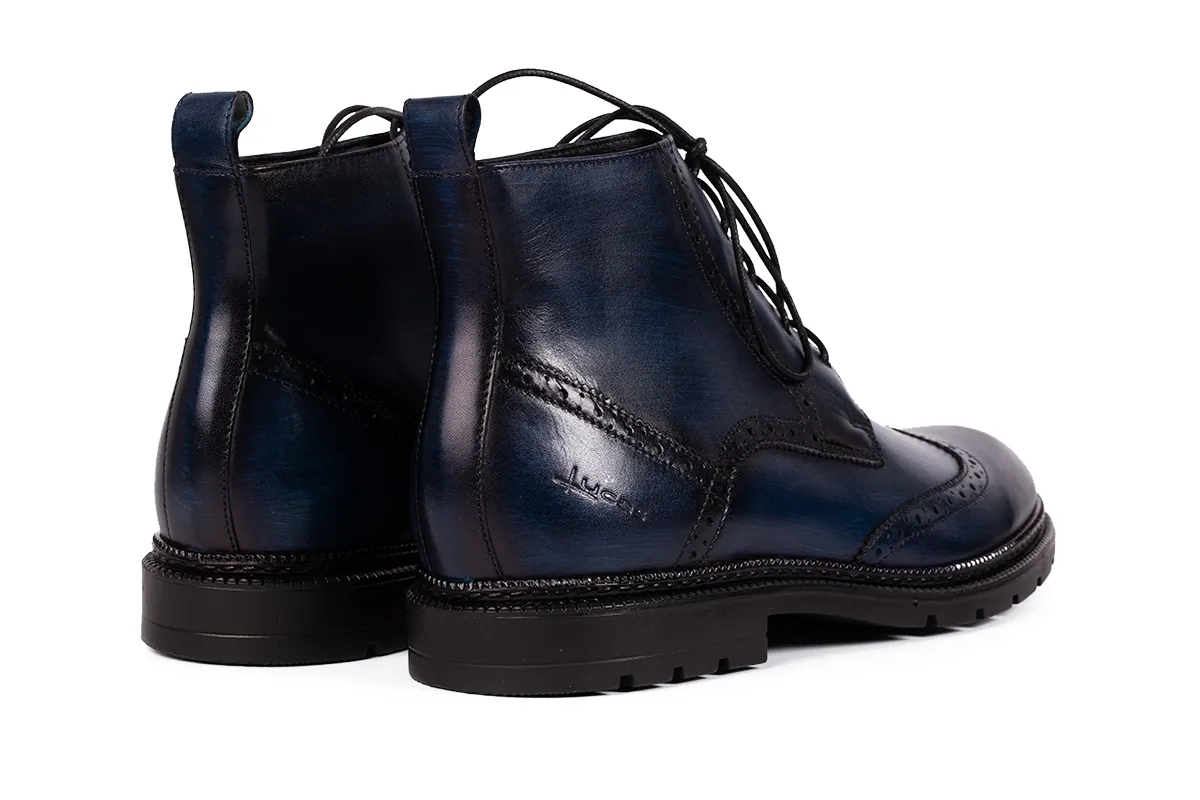 Lucas Shoes 850 Gross ghete azzurro piele naturala