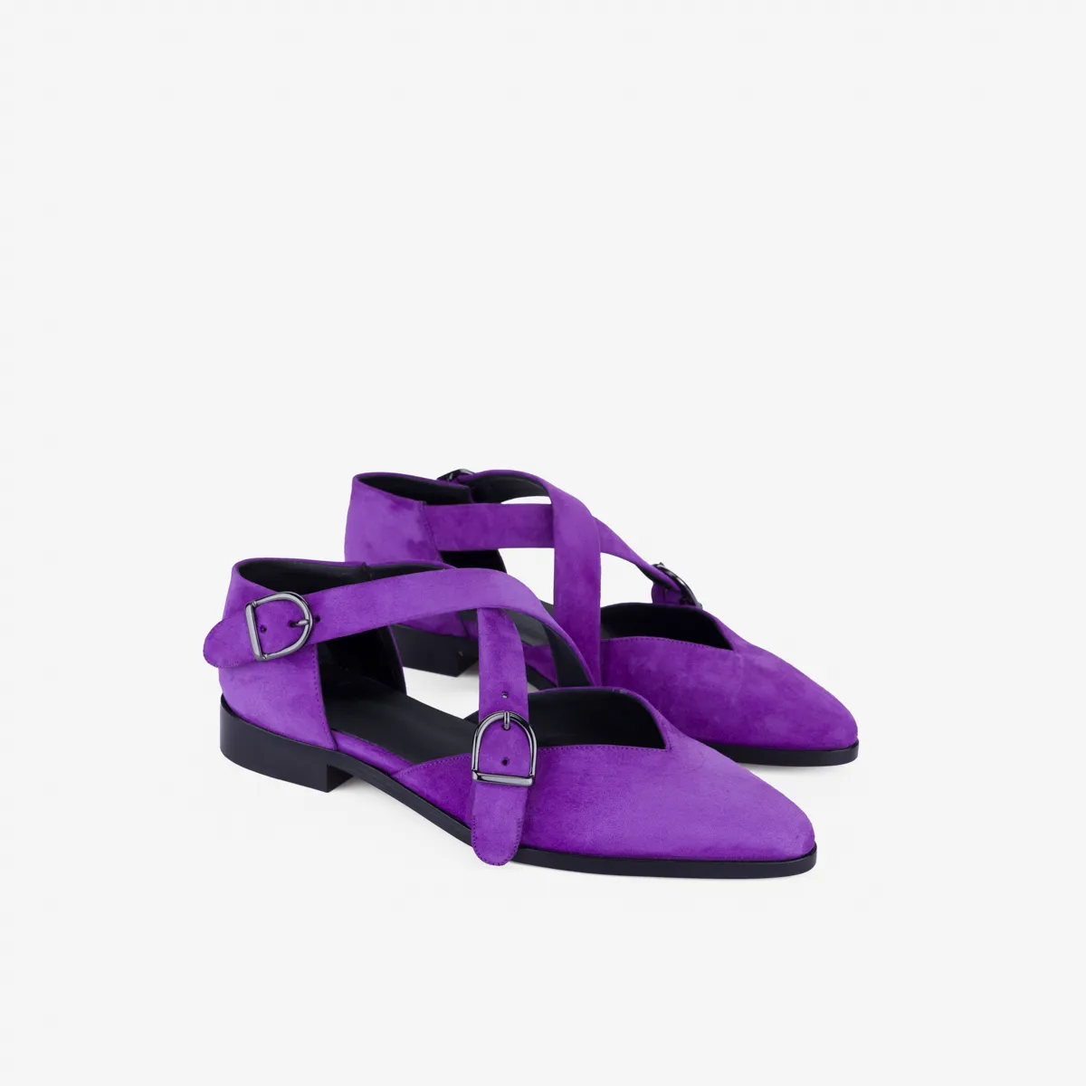 Cecilia Bringheli Croce sandale piele mov toc mic