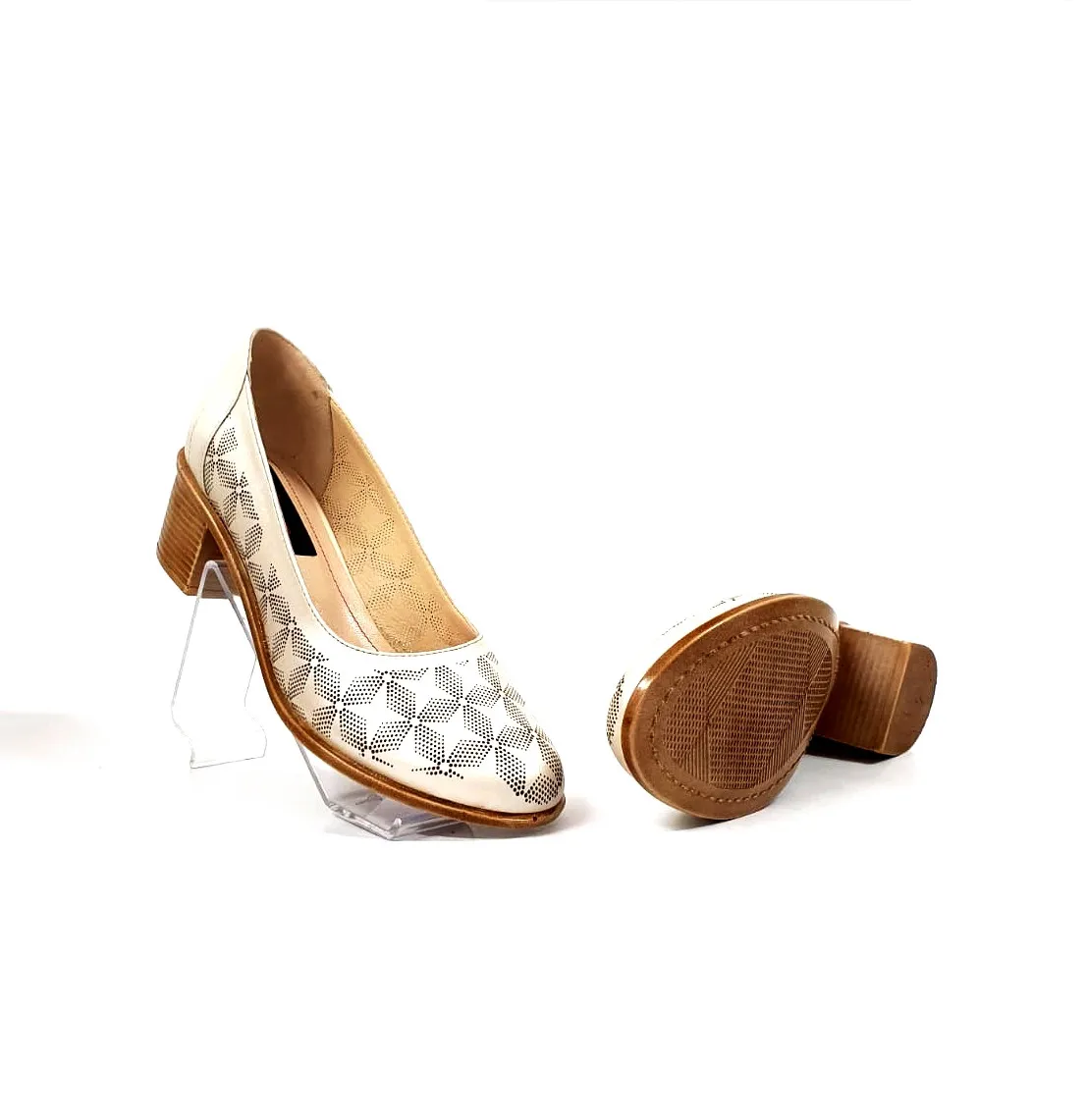 Catinca Shoes T13 BJS pantofi dama piele bej perforati