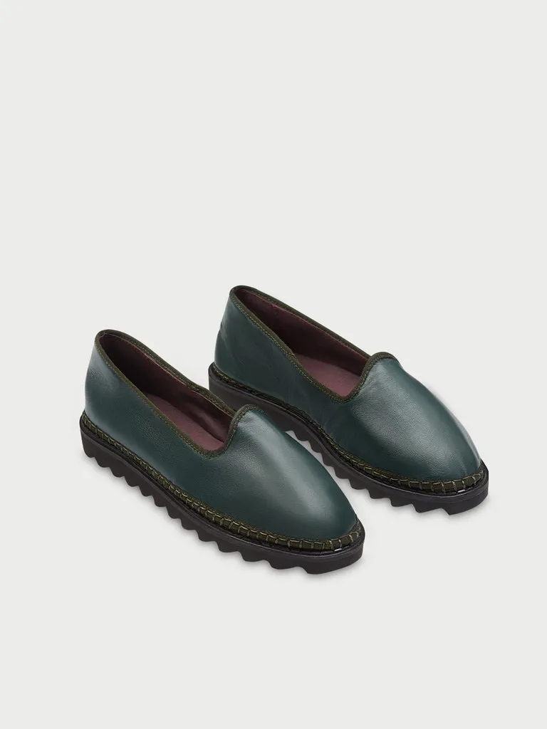 Flagelus Ame Green pantofi piele verde talpă track
