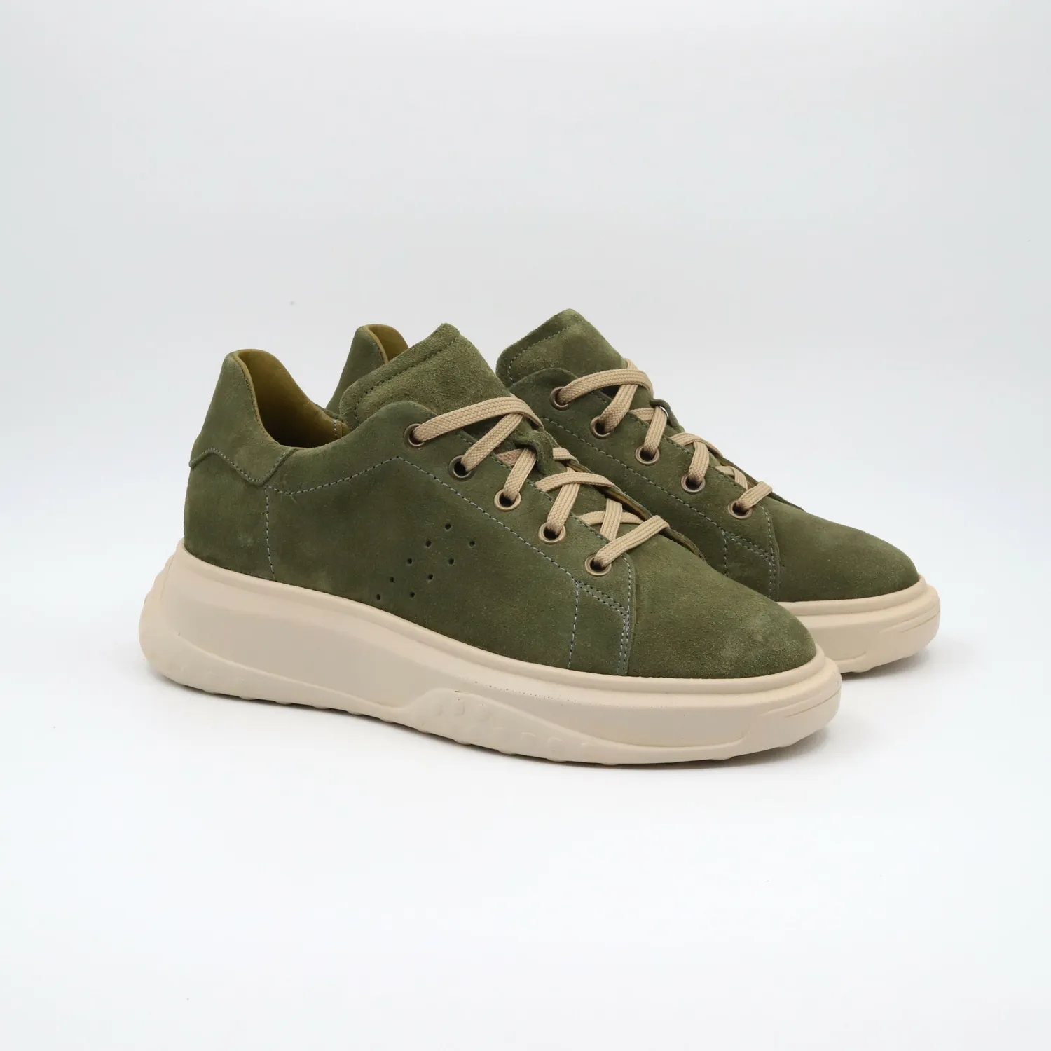 Lucas Shoes 5101 RV sneaker verde velur piele