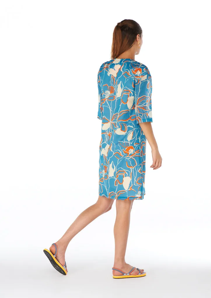 Flagelus Shan Yu Blue caftan albastru imprimat