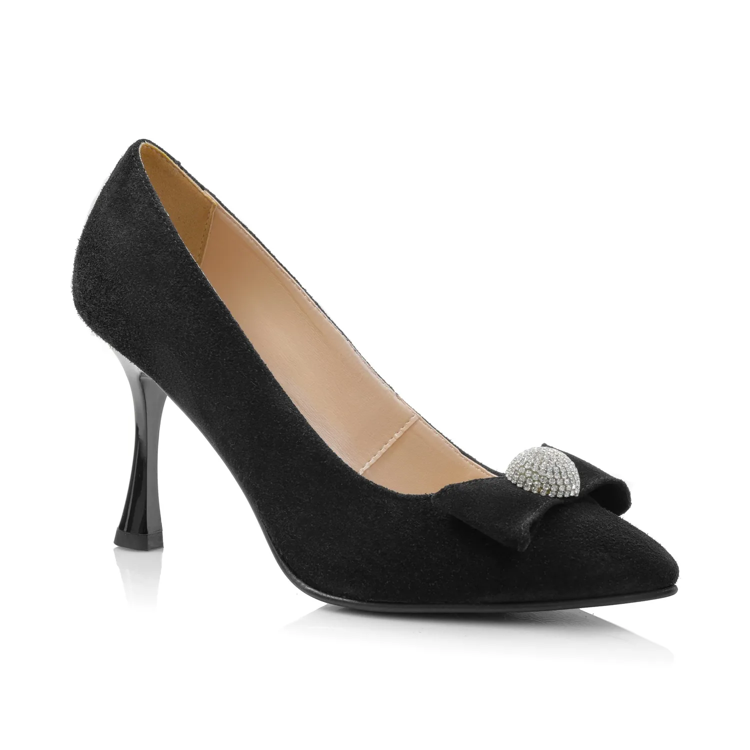 Catinca Shoes A69 Negru pantofi dama piele antilopa