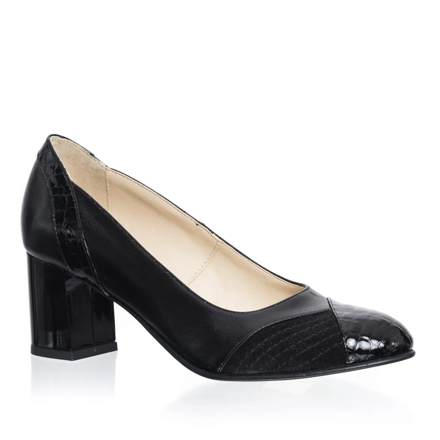 Catinca Shoes C33 NCA pantofi dama piele negru croco