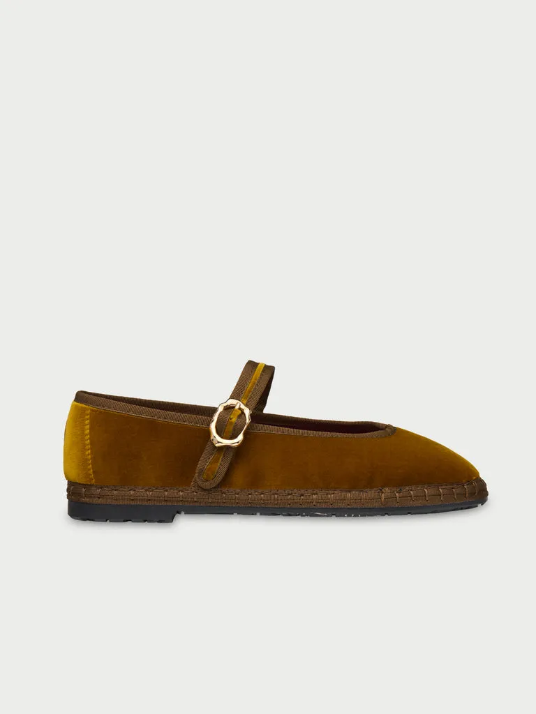 Flagelus Pierre Ochre balerini catifea ocru curea