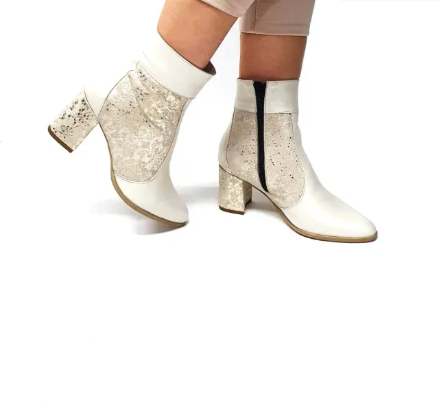 Catinca Shoes GX32 BSFA ghete dama piele bej sidef